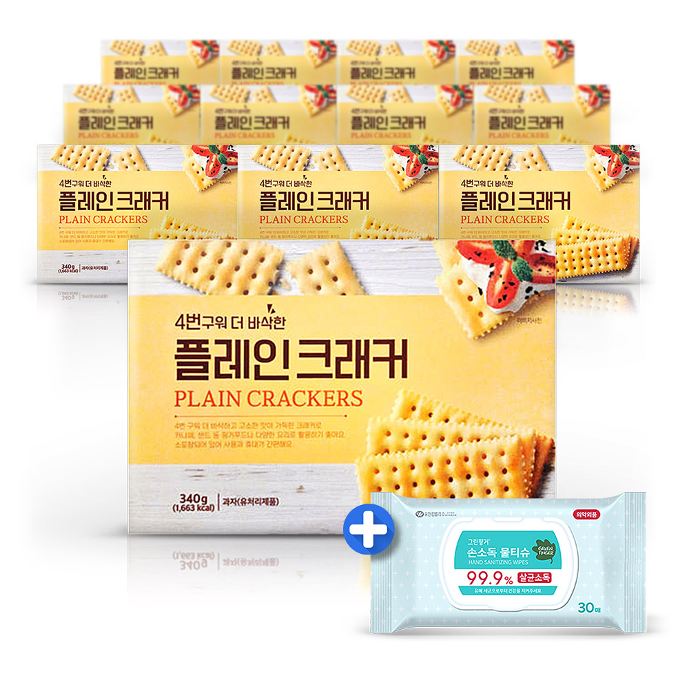 푸지안 크래커 간식 과자 플레인340g12개 +손소독30매