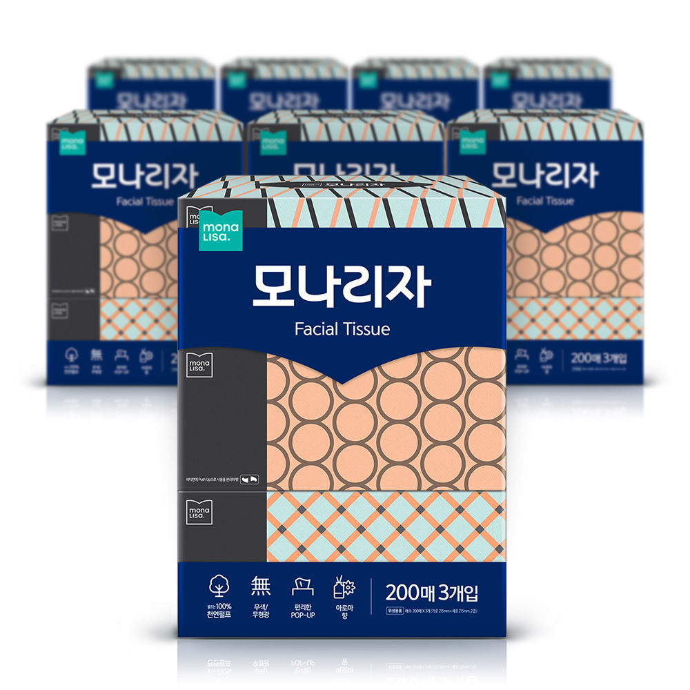 모나리자 미용티슈 200매3입 8팩
