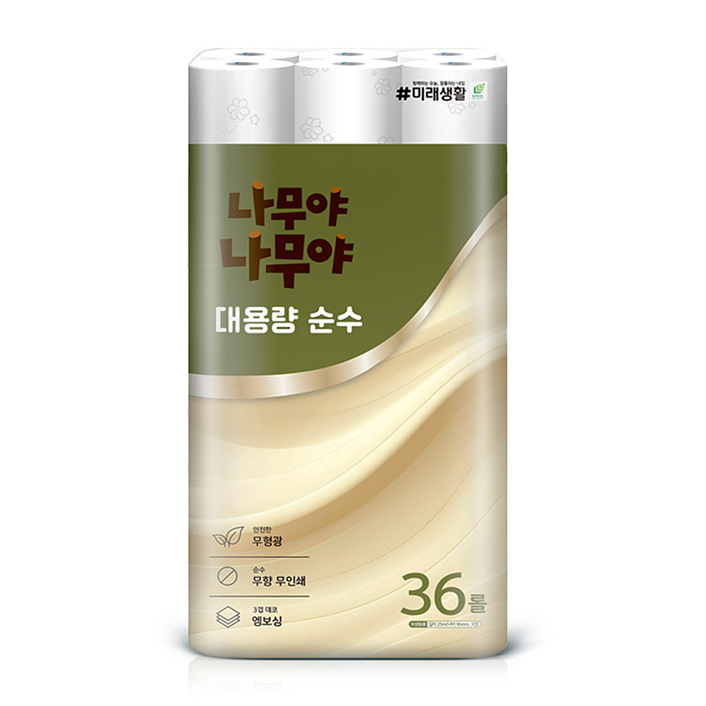 나무야 대용량 화장지 순수 3겹데코 25m 36롤 1팩