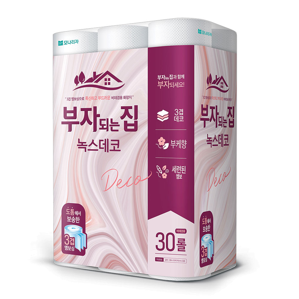 모나리자 부자되는집 화장지 녹스 데코 30M 30롤 1팩