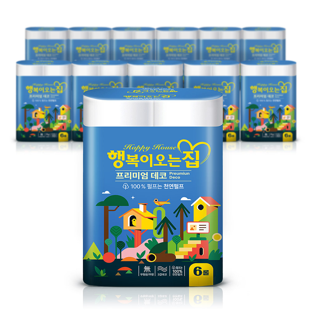 행복이오는집 화장지 3겹 27M 6롤 12입