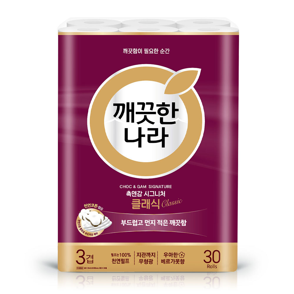 깨끗한나라 화장지 촉앤감 시그니처 클래식30m30롤1팩