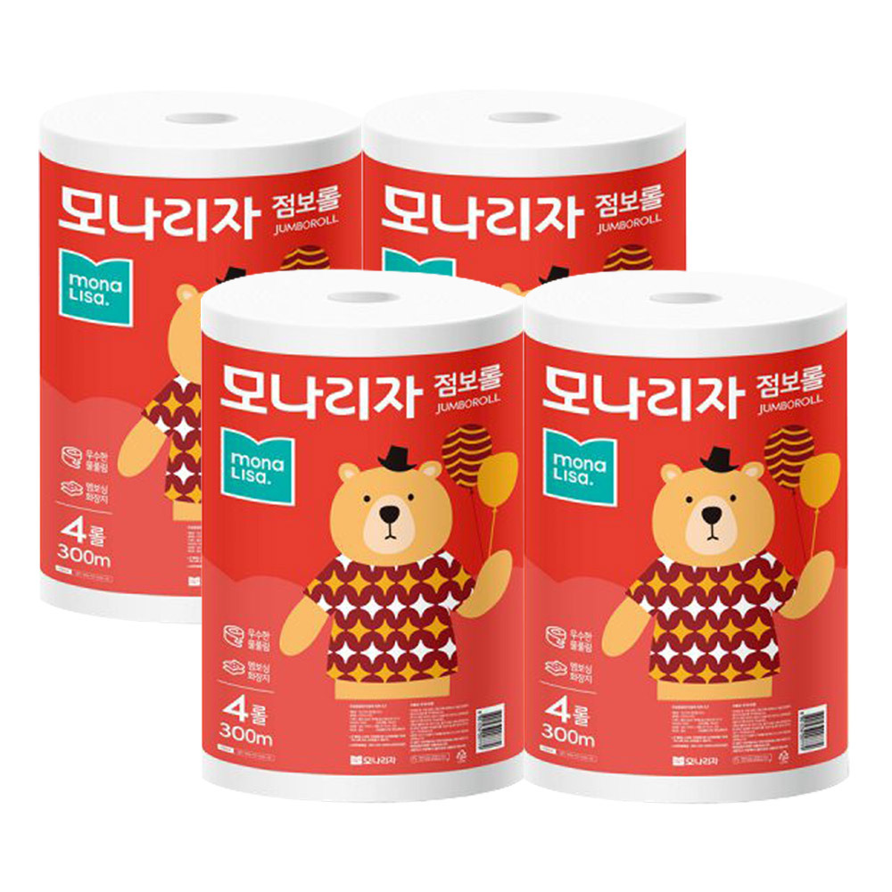 모나리자 점보롤 화장지 엠보싱 2겹 300m 4롤