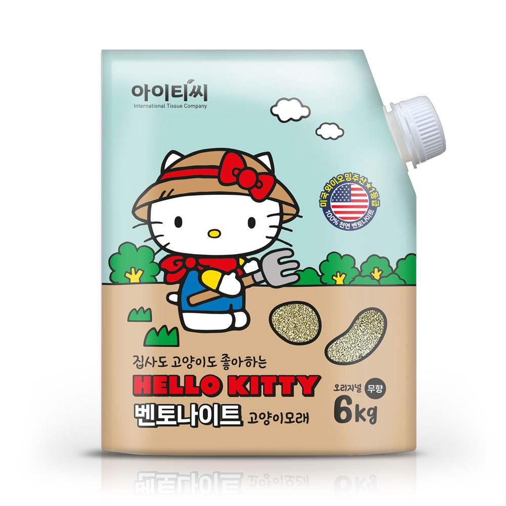 헬로키티 고양이모래 천연 벤토나이트(6kg) x1팩