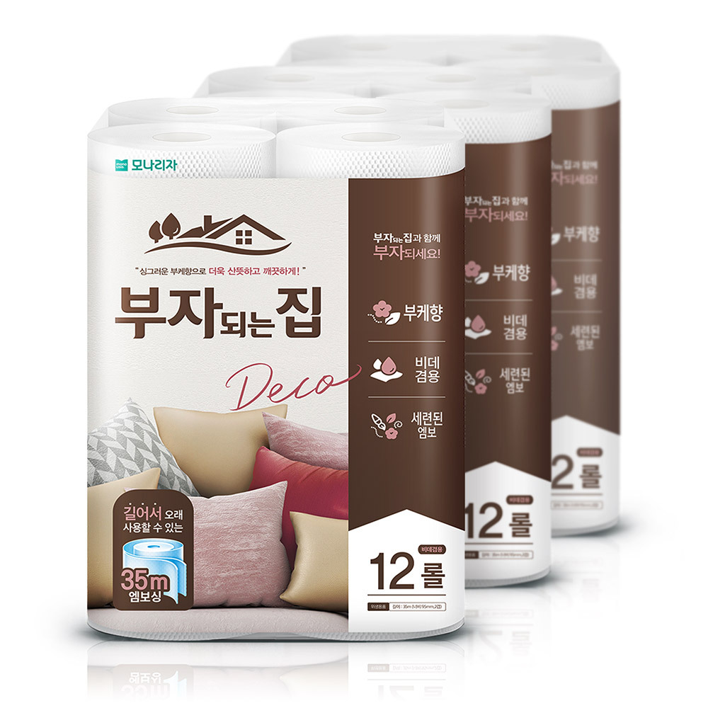모나리자 부자되는집 화장지 2겹 35m12롤 3팩