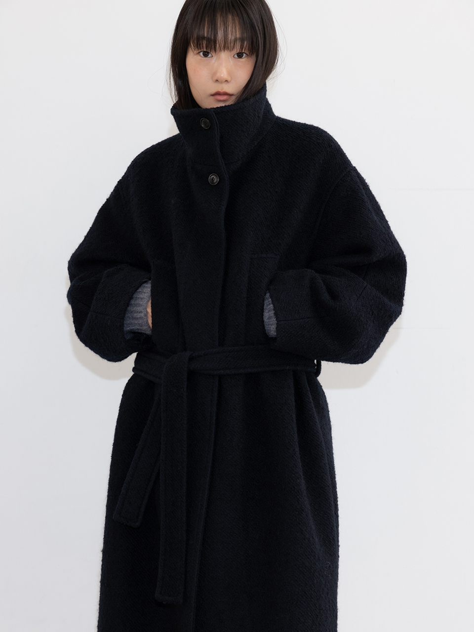 Single High-neck Coat_Navy