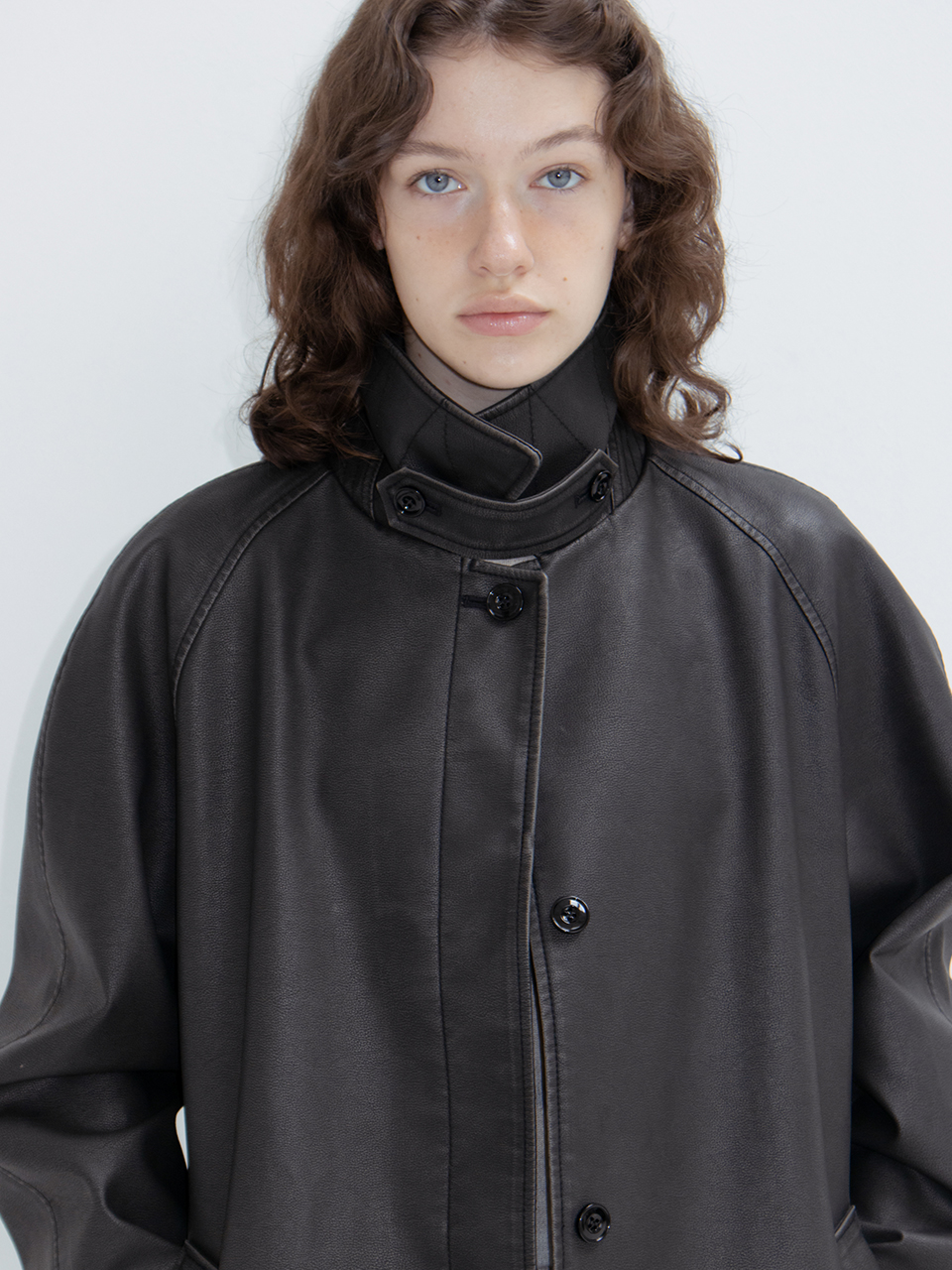 Garment Faux Leather Coat_Black