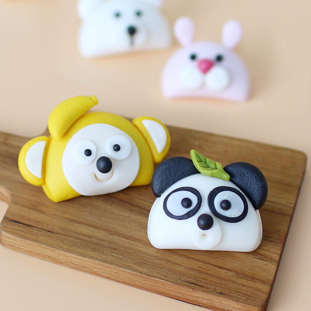 국내산 쌀로 만든 찌지 않고 바로 먹는 떡클레이 원숭이팬더반달떡_베이직