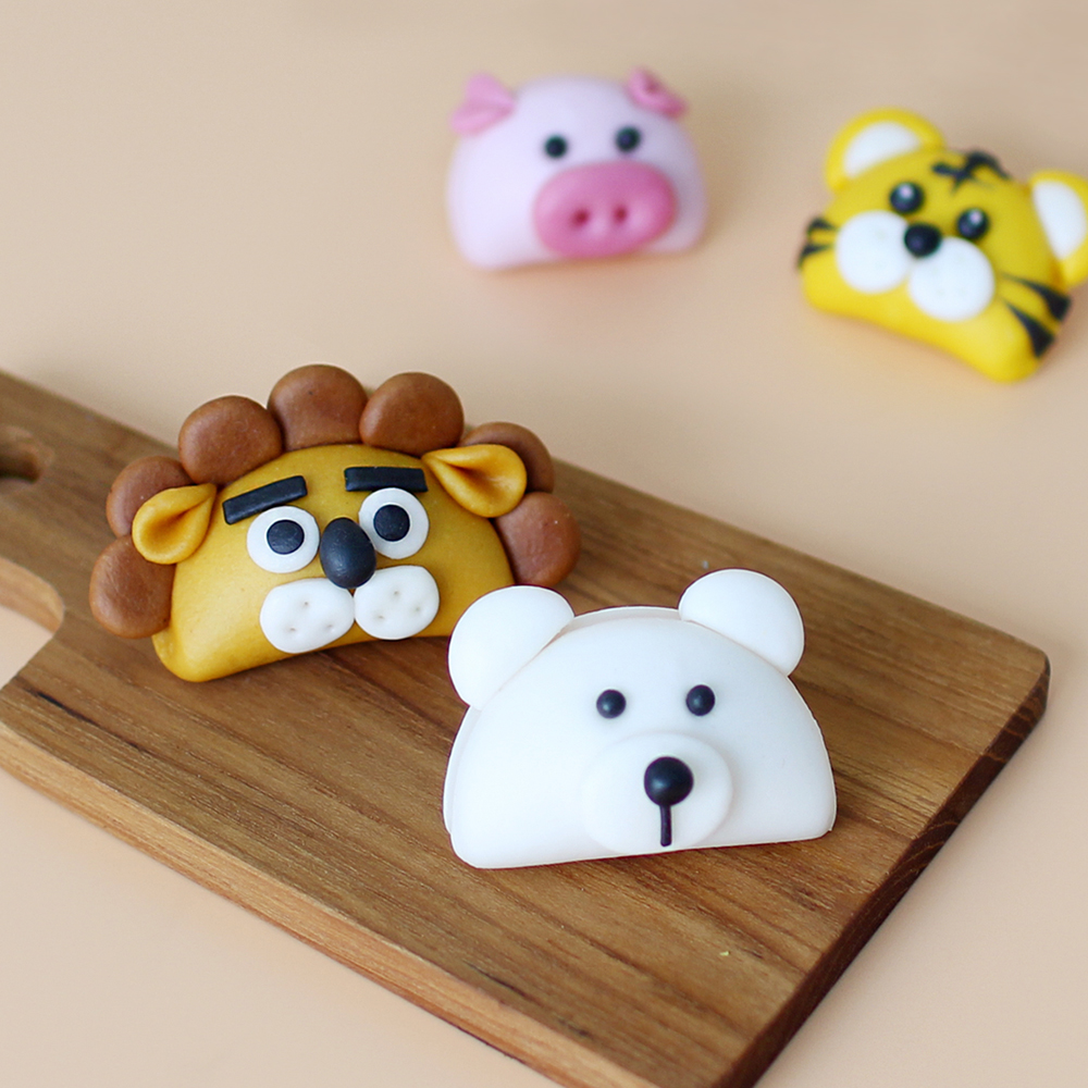 국내산 쌀로 만든 찌지 않고 바로 먹는 떡클레이 북극곰사자반달떡_베이직