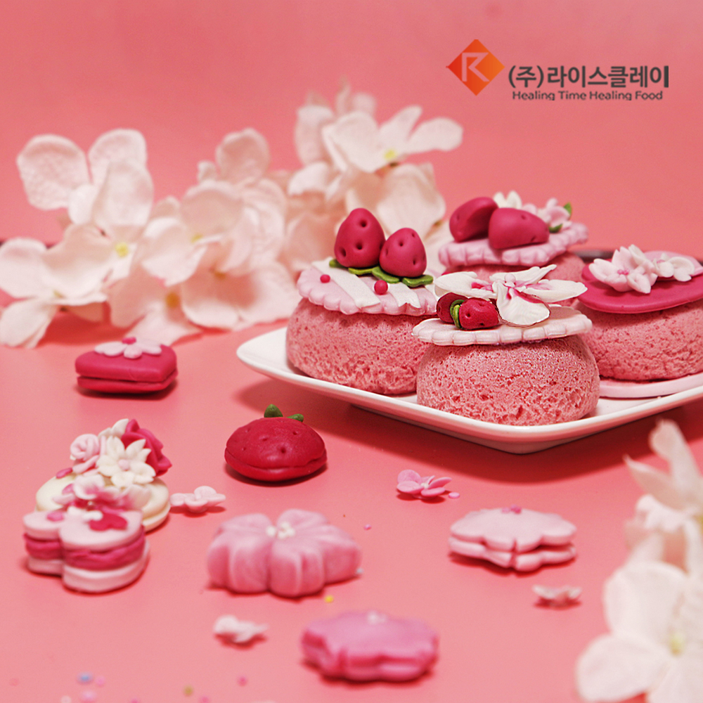 국내산 쌀로 만든 찌지 않고 바로 먹는 떡클레이 핑크딸기앙금떡_베이직