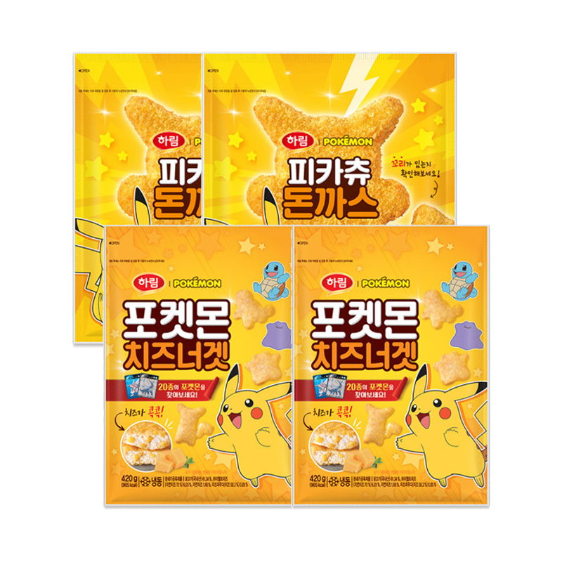 [하림] 피카츄돈까스 500g 2개 + 포켓몬 치즈너겟 420g 2개
