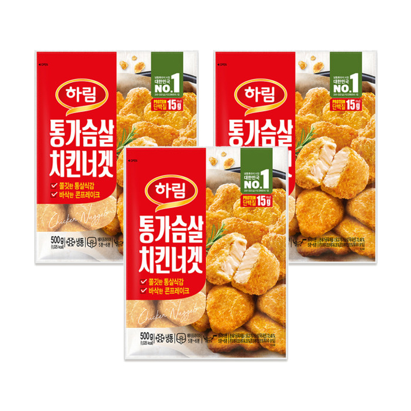★타임특가★ [하림] 통가슴살 치킨너겟 500g 3개