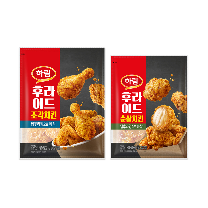 [하림] 후라이드 조각치킨 700g 1개 + 순살치킨 380g 1개