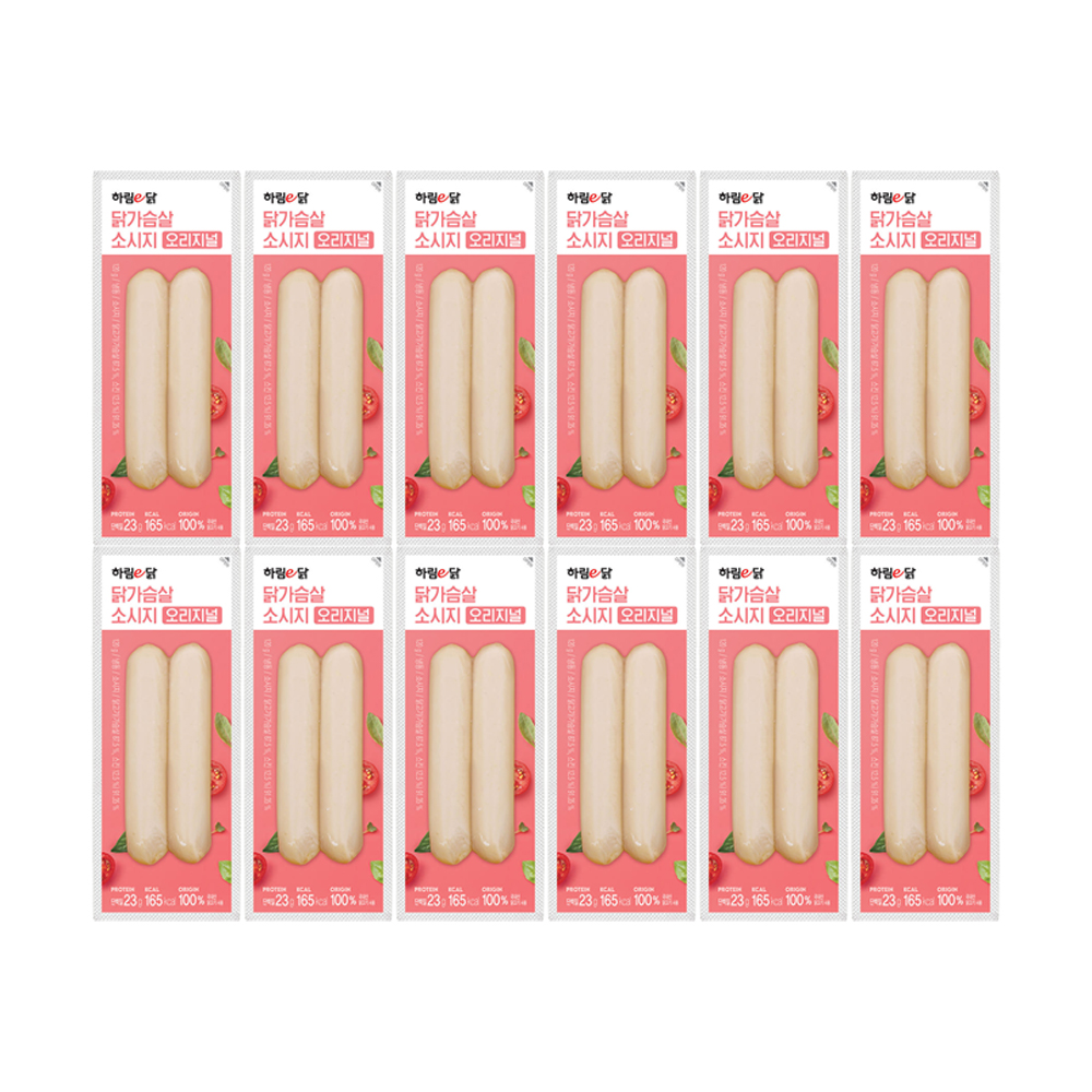 [하림] 하림이닭 닭가슴살 소시지 오리지널 120g 12개