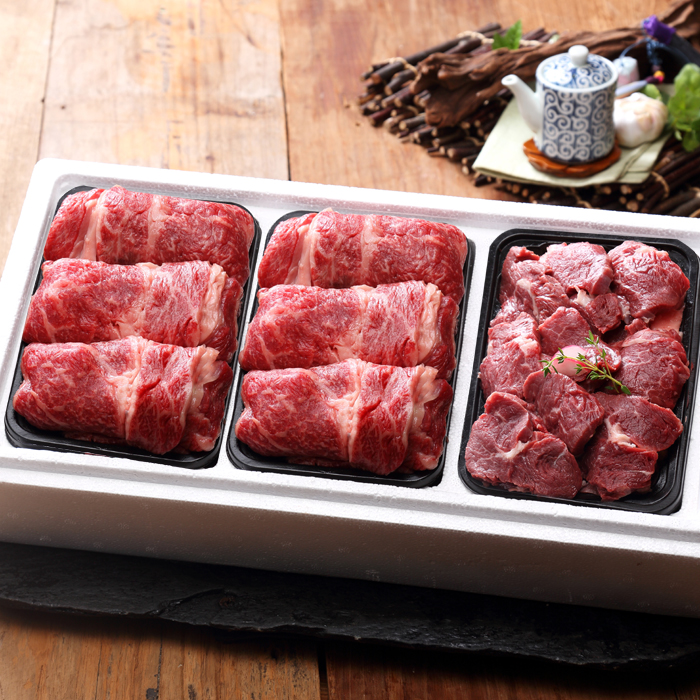 [푸토리] [名品]횡성한우 구이선물세트 1.2kg(등심 400g+등심 400g+안심 400g) [1등급이상]