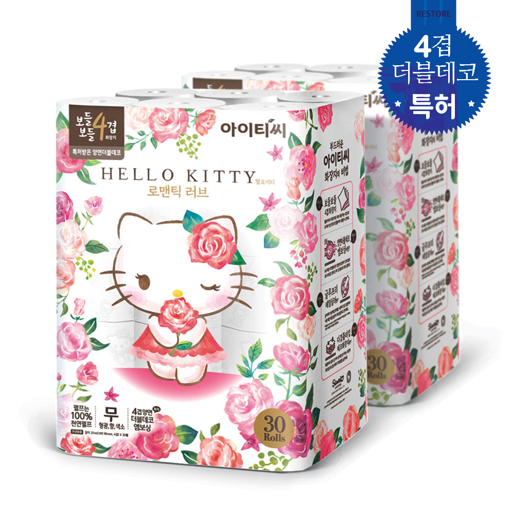 헬로키티 러블리 4겹 화장지 25M 30롤 2팩
