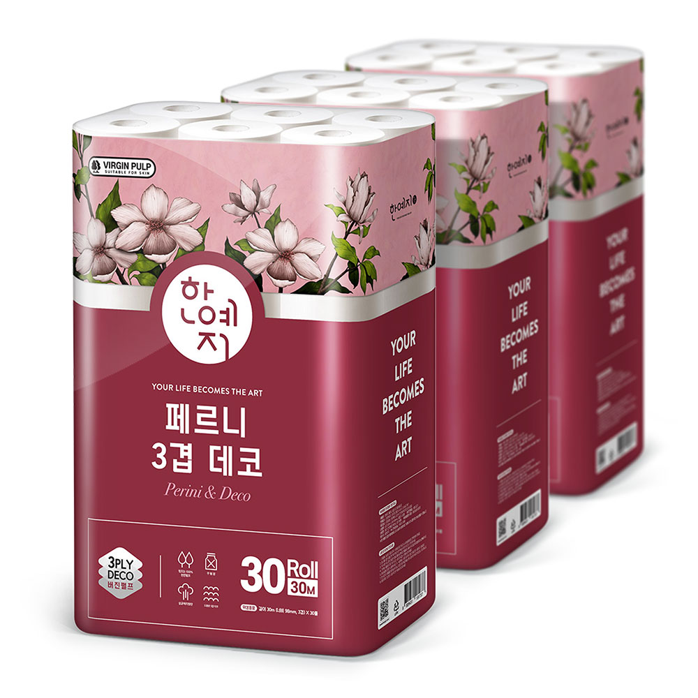 한예지 페르니데코 3겹 화장지 30M 30롤 3팩