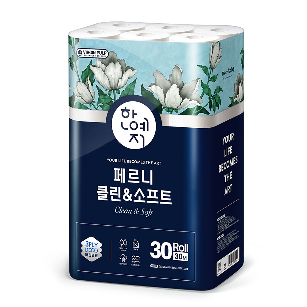 한예지 페르니 클린앤소프트 화장지 3겹 30M 30롤 1팩