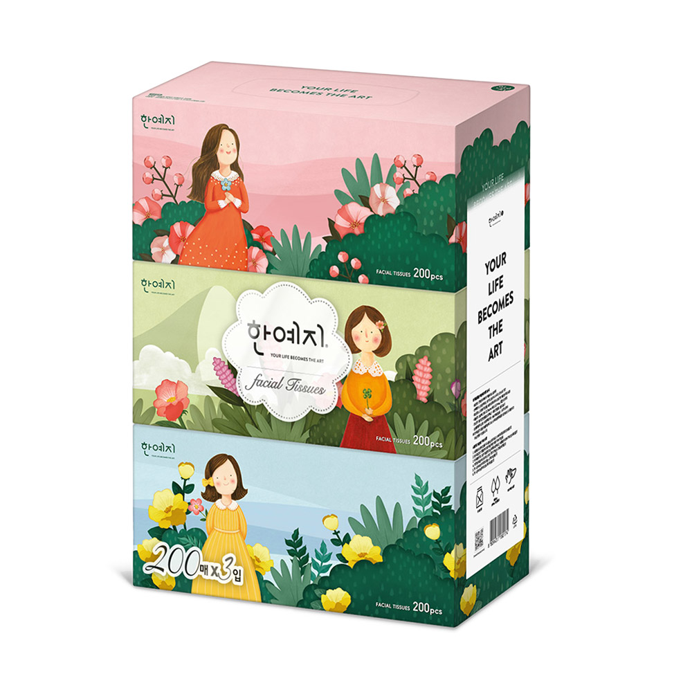 한예지 캐릭터 미용티슈 200매 3입 1팩