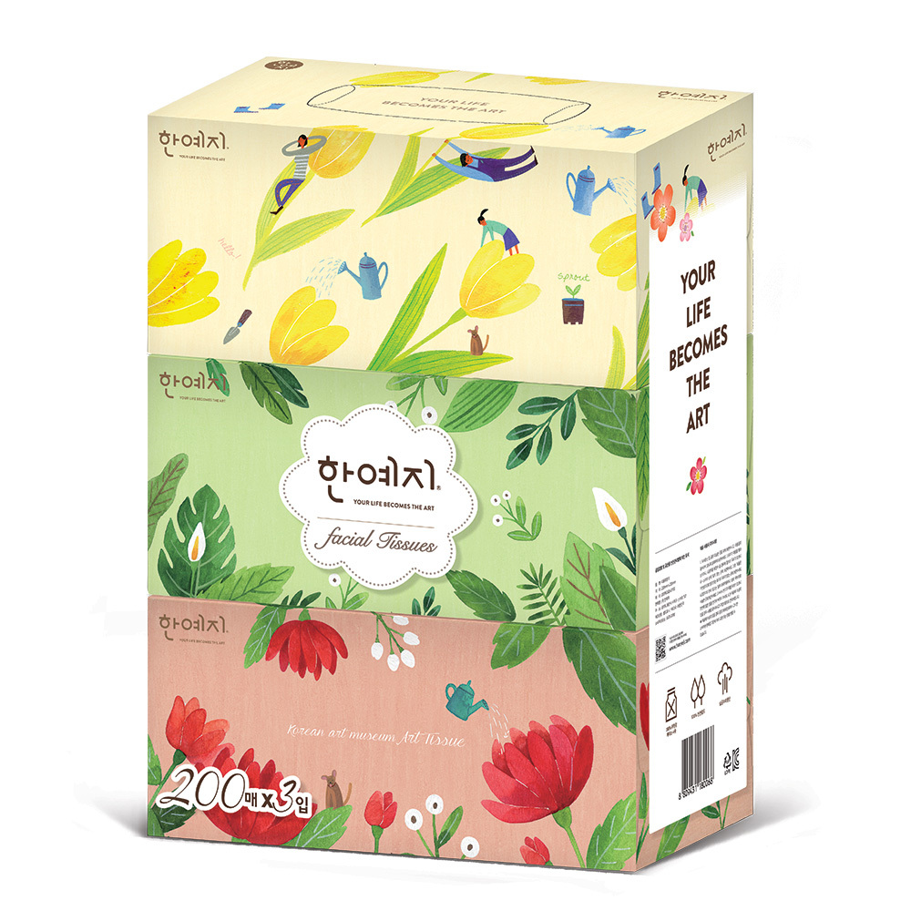 한예지 ART 미용티슈 200매 3입 1팩