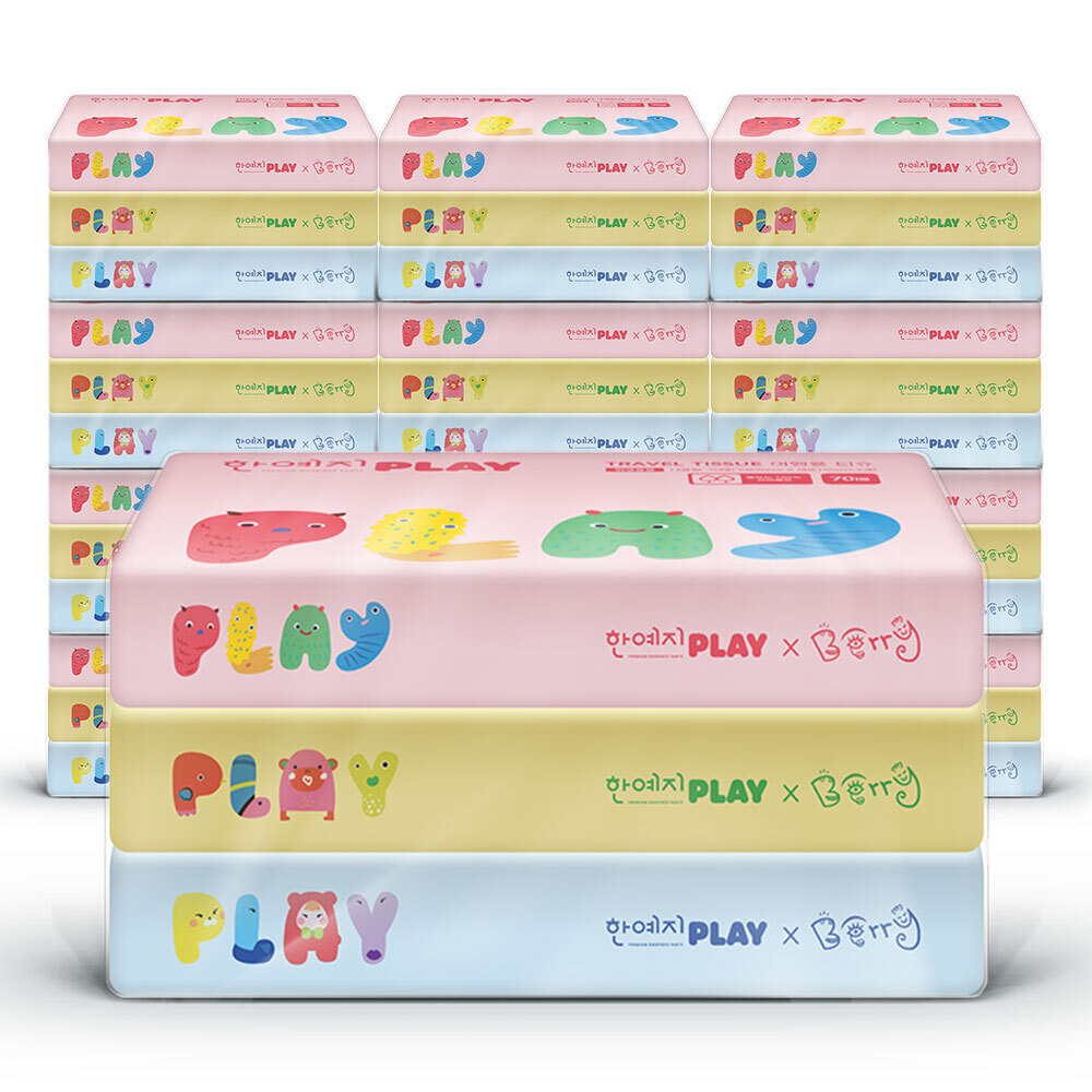 한예지 PLAY 여행용 티슈 70매 3입 12팩