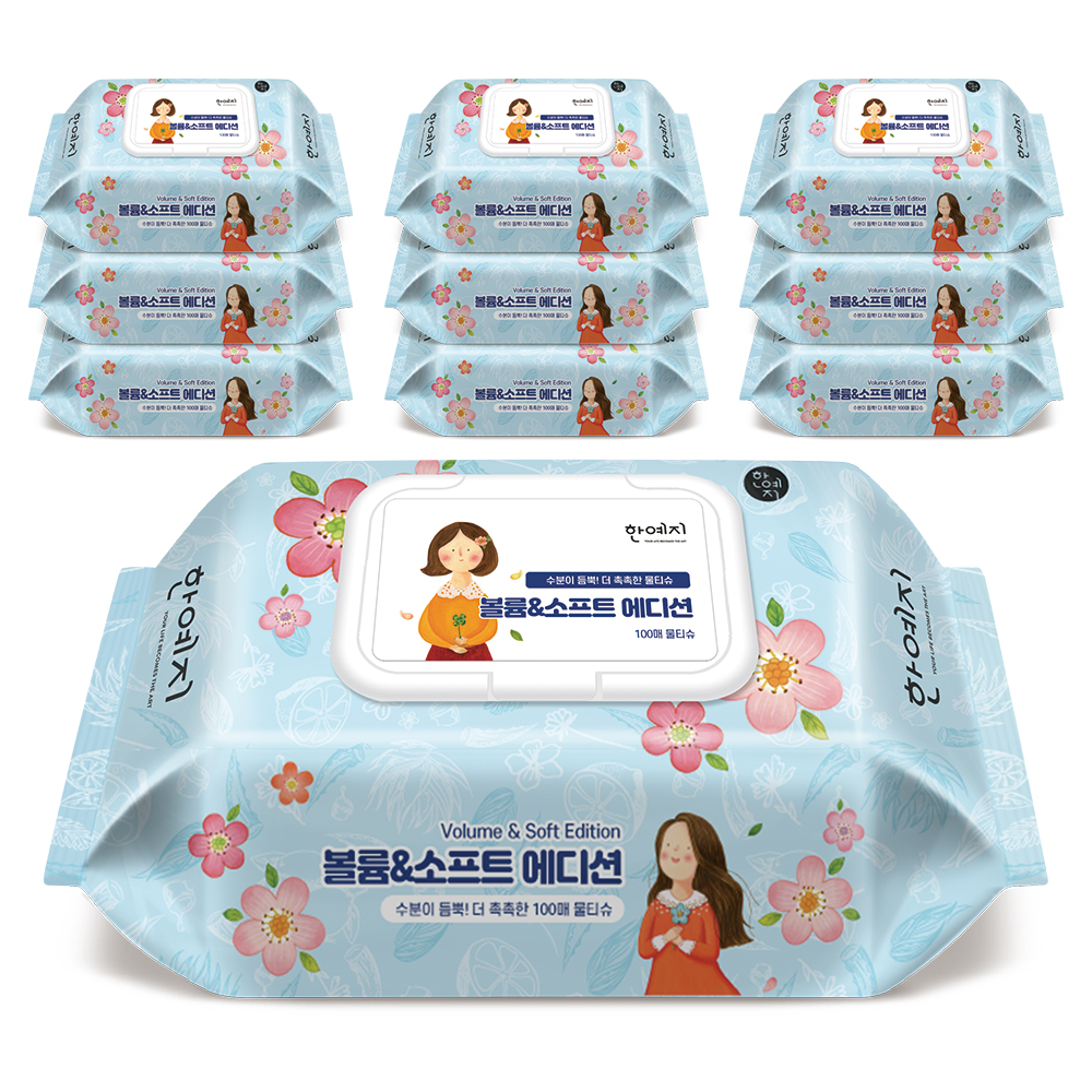 한예지 볼륨앤소프트 에디션 물티슈 캡형 100매 20입