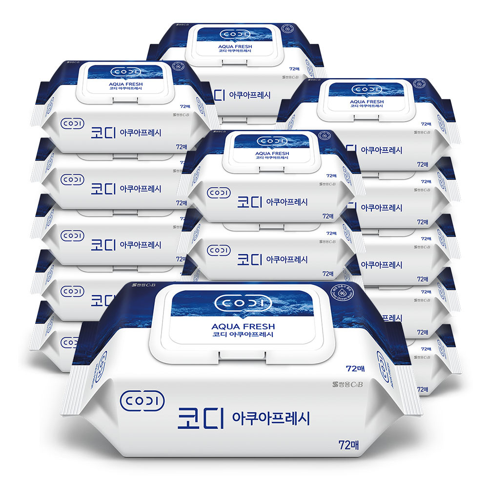 물티슈 캡형 코디 아쿠아프레시 WetWipes 72매 24팩