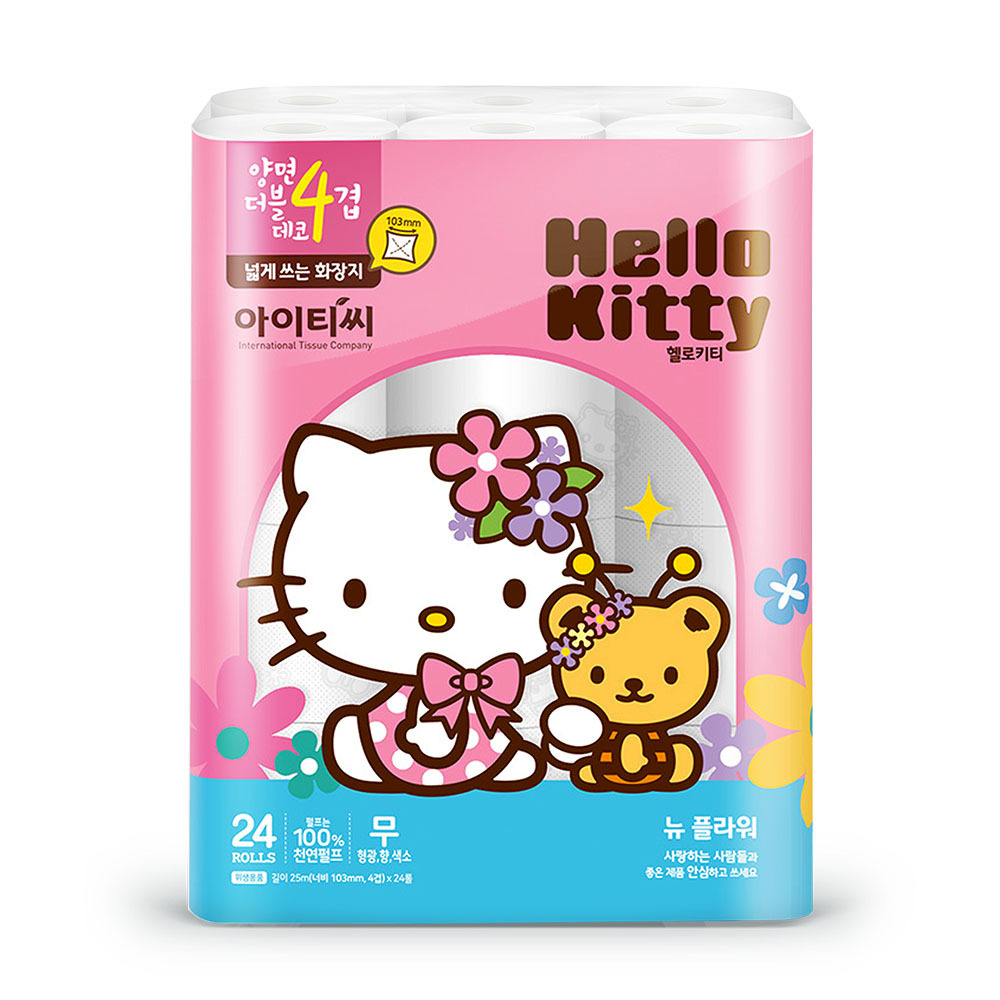 헬로키티 플라워 4겹 두툼한 화장지 25m24롤1팩