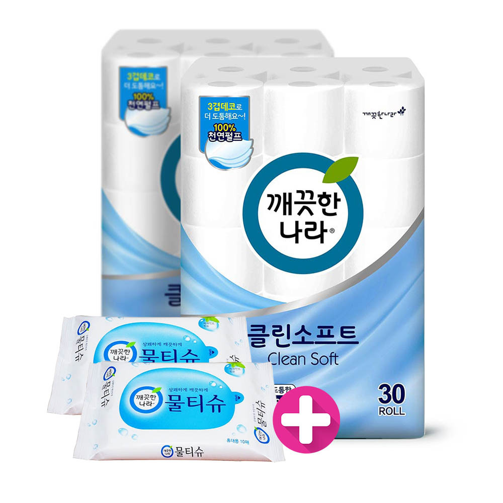 깨) 클린 소프트 화장지 30m30롤2팩 +휴대wt10매2개